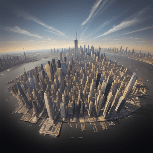 AI generated: A concept art painting of the cityscape of New York City with an The Empire State Building in its ce...
