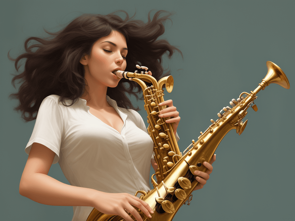 AI generated: Woman playing sax