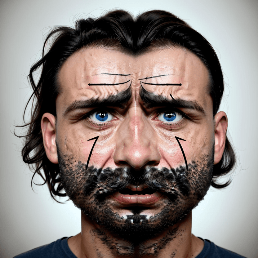 AI generated: La imagen muestra a un hombre visiblemente frustrado, con expresión de ira y agresividad. Su rostro ...