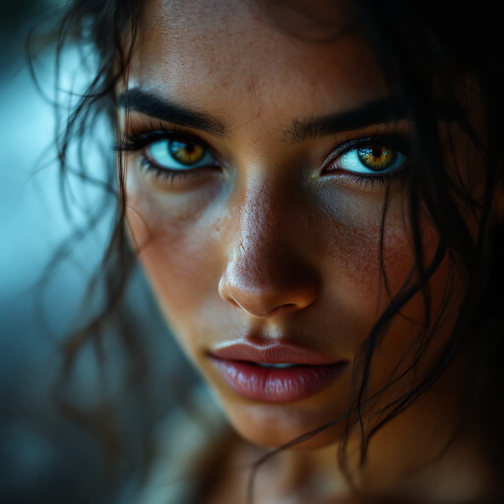 AI generated: A close-up color portrait of a very pretty 38 year old woman of Hawaiian descent, the woman's face v...