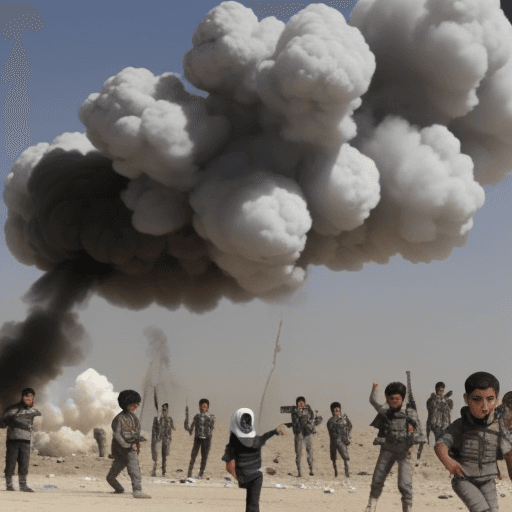 AI generated: enfants palestiniens tues par bombardement armees israeliens
