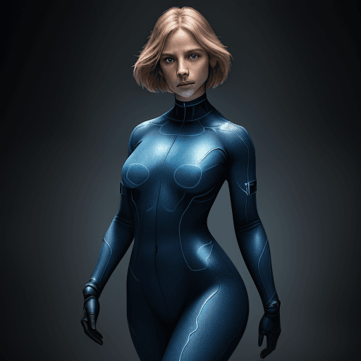 AI generated: female dressed as invisible woman, (full body visible), looking at viewer, portrait, photography, de...