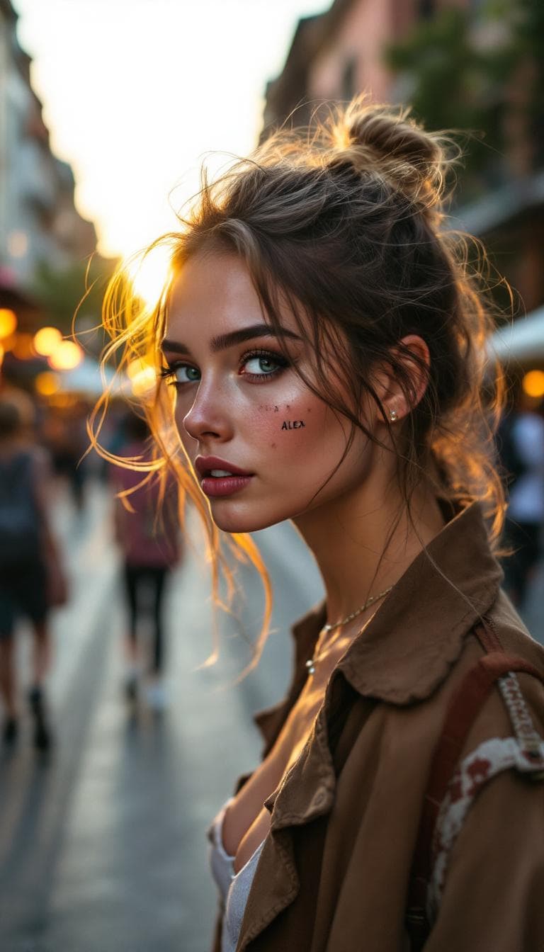 AI generated: Incredibly beautiful Norwegian with blue eyes, long eyelashes, black eyeliner, freckles, dimples on ...