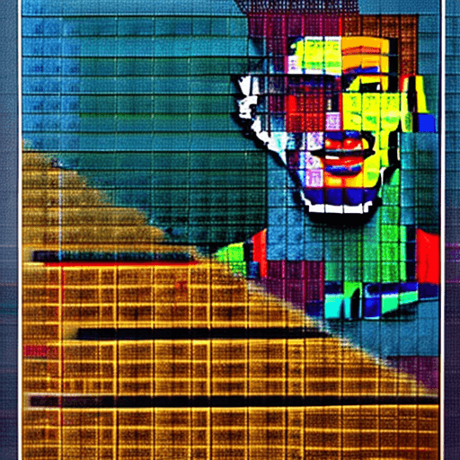 AI generated: abstract art painting of 32 year old handsome man, in the style of pixelated portraits, cracked, ove...