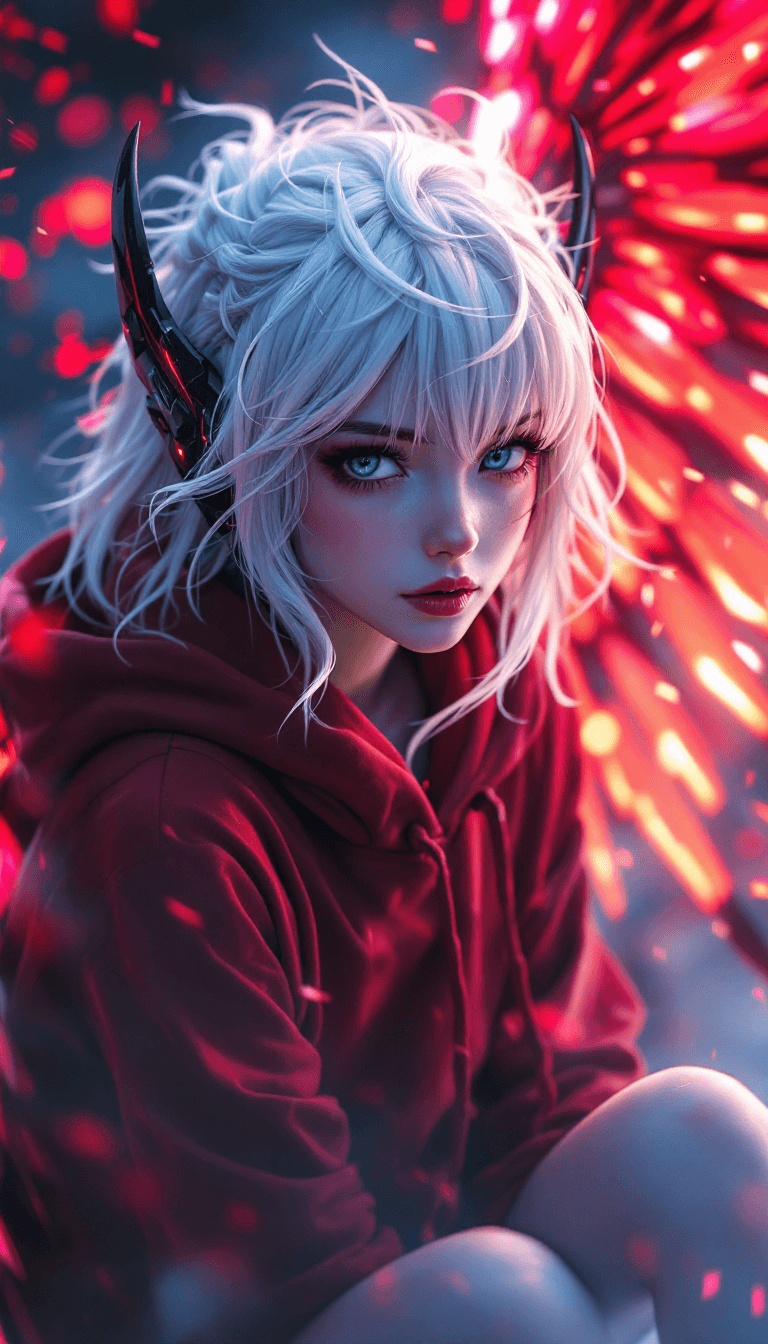 AI generated: {{Makoto Shinkai styled anime}}, adult woman, transforming into Evangelion Demonic Demon inspired me...