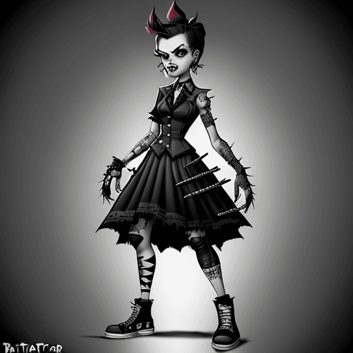 AI generated: Full body portrait of hard-core punk-inspired singer in the style of Don't Starve, epic, fantasy, in...