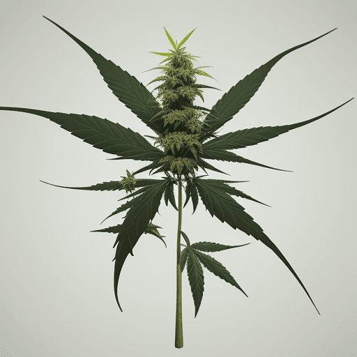 AI generated: hemp plant, plane background, simple
