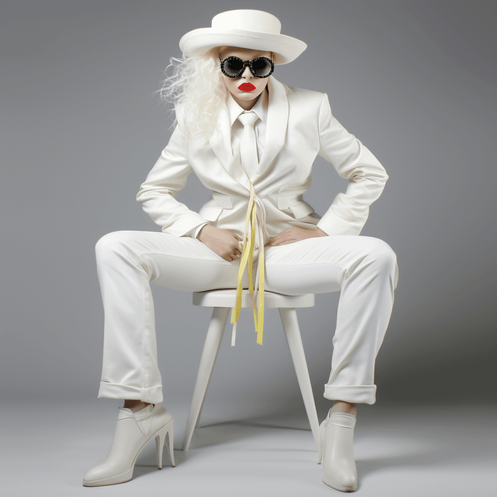 AI generated: a gilded punk woman is Caving in the Back in the style of bold fashion photography, entirety of body...