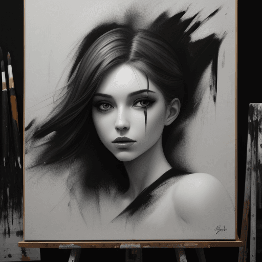 AI generated: A beautiful and amazing black, gray and white painting