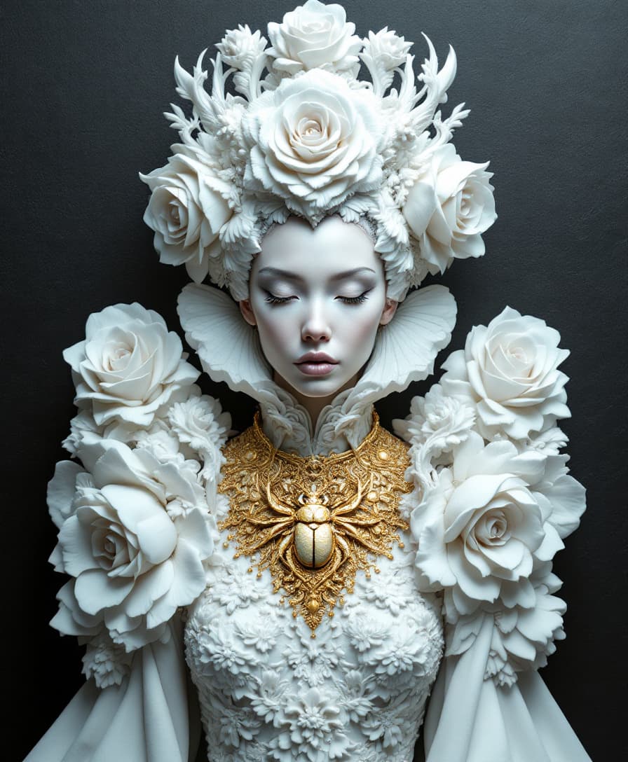 AI generated: 
Prompt: An ornate portrait in a contemporary, surreal art style, featuring a central and symmetri...