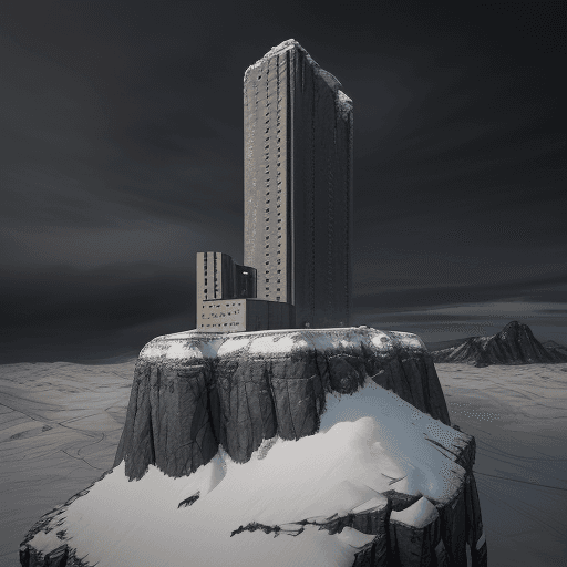 AI generated: acrophobiс photo attention-grabbing composition, the broken eastern europe block building cut-offs s...