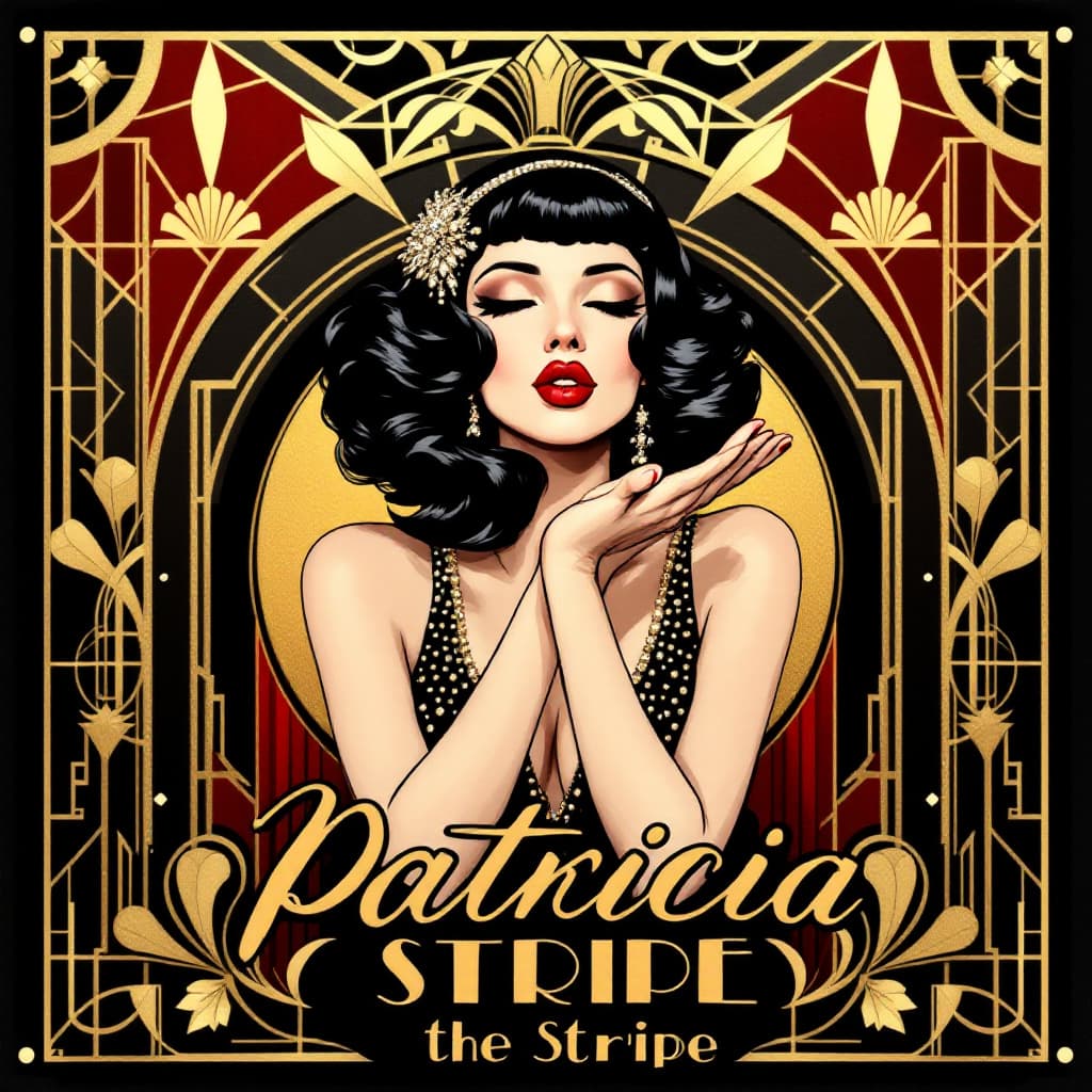 AI generated: A luxurious 1920s Art Deco-style poster in a palette of rich gold, deep black, and crimson red. A gl...