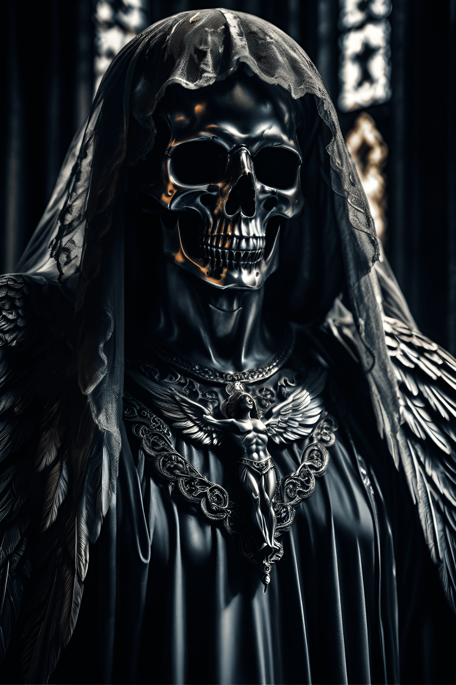 AI generated: photo portrait of the angel of death