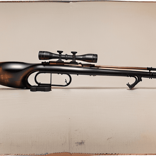 AI generated: An image of a black purified rifle, without trigger, without scope, with the tip of the barrel endin...