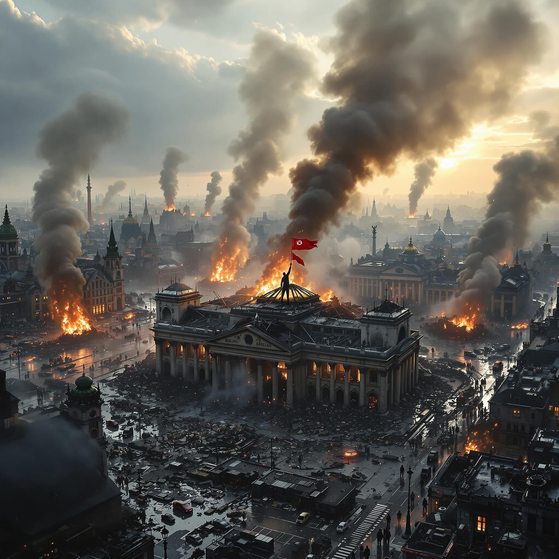 AI generated: Ultra-sharp hyperrealistic scene, dramatic light, pale dawn, cinematic lighting, battered, high angl...