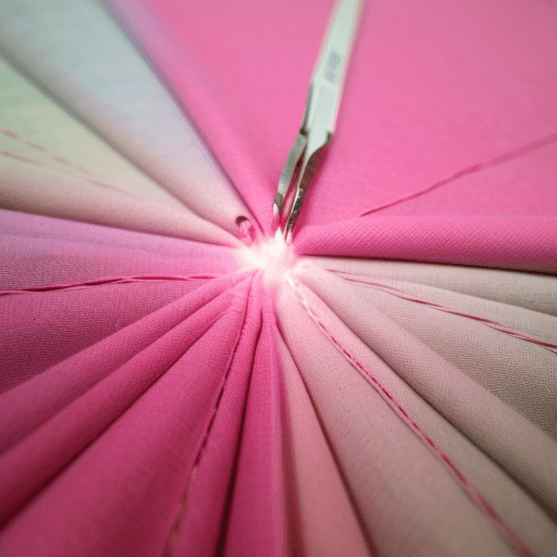 AI generated: /imagine prompt: macro photo fabric cutoffs, scissors, sewing threads, background - light gradient::...
