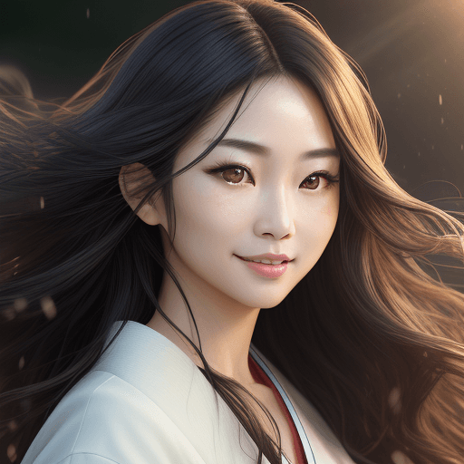 AI generated: portrait of beautiful japanese woman,(smiling),photo realistic, full image, brown eyes, hyper-realis...