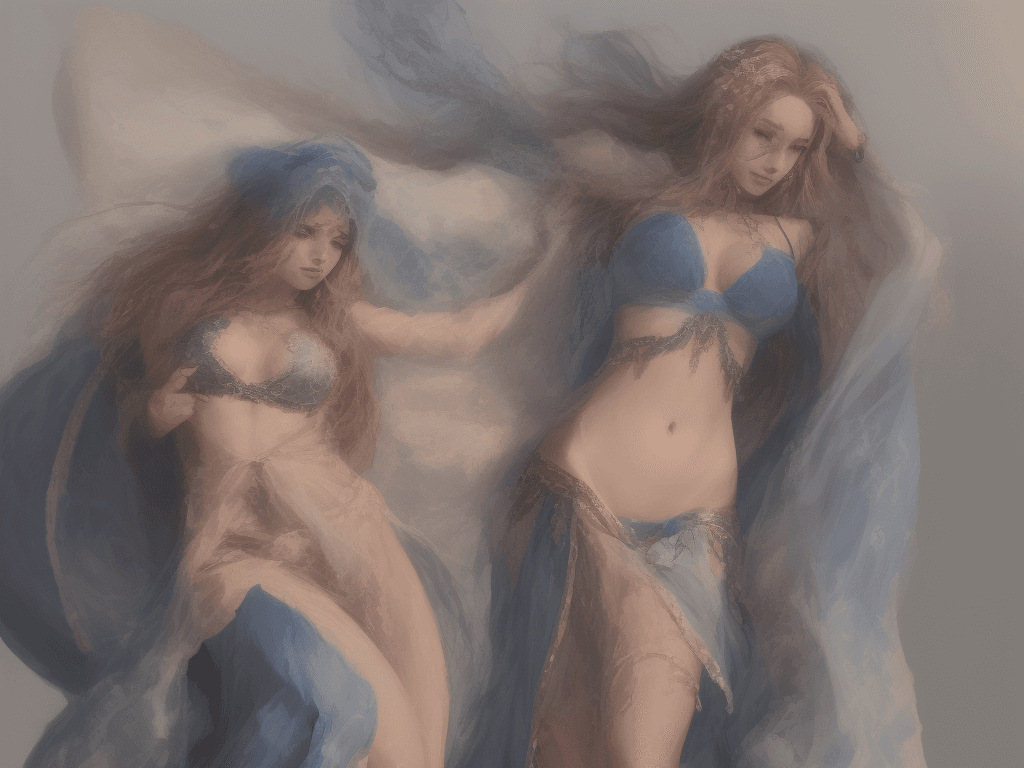 AI generated: An alluring svelte muscular stomached woman with waist length long dusty rose hair and radiant brigh...