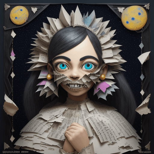 AI generated: ""The world of recycled paper، face princess ."Paper teeth, large cartoon eyes, paper cover."cover w...