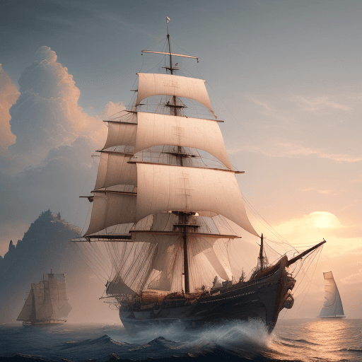 AI generated: Photo of a ultra realistic sailing ship, dramatic light, pale sunrise, cinematic lighting, battered,...
