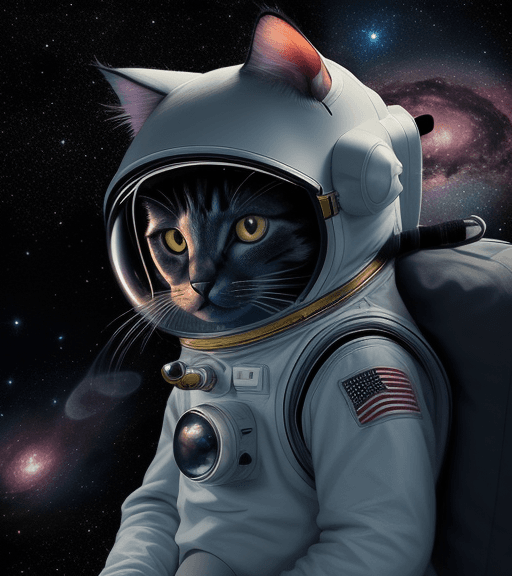 AI generated: cat astronot art in the dark
