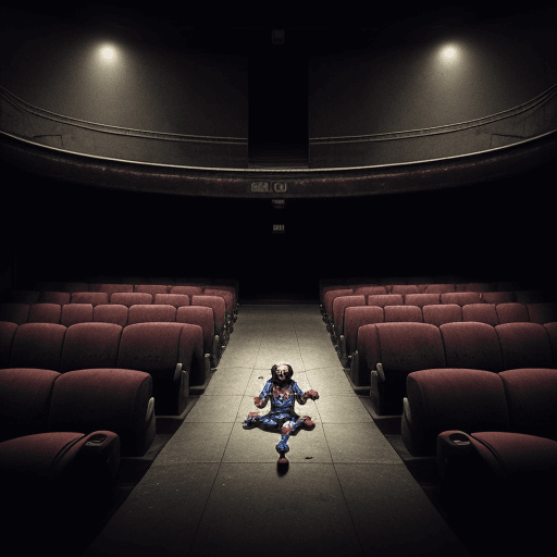 AI generated: dead clown in empty theatre is lying dungeon synth masterpiece