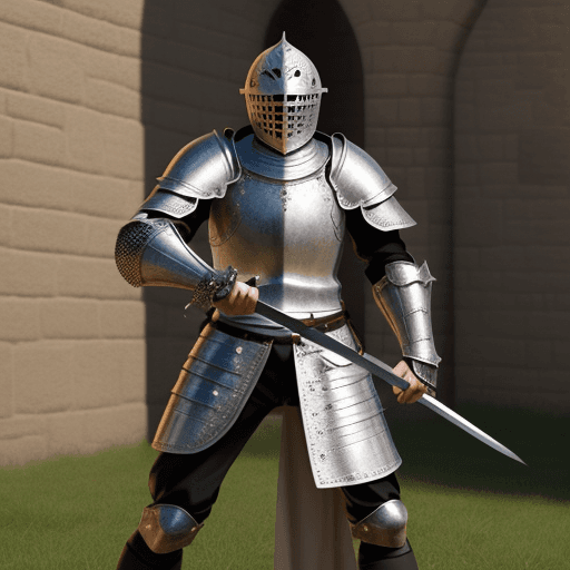 AI generated: Medieval knight, swinging a long sword, full body armor, highly realistic, ultra-detailed --ar 68:12...