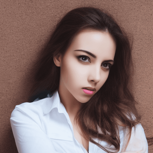AI generated: a pretty woman, dressed in white shirt, full body portrait, nice perfect face with perfect face, hyp...