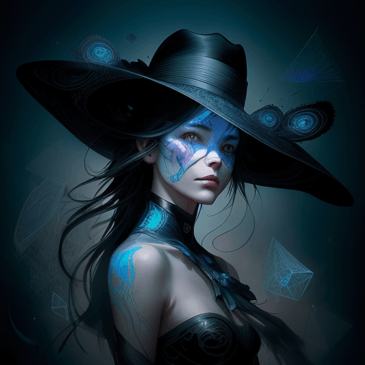 AI generated:  mysterious silhouette woman with hat, by Minjae Lee, Carne Griffiths, Emily Kell, Steve McCurry, Ge...