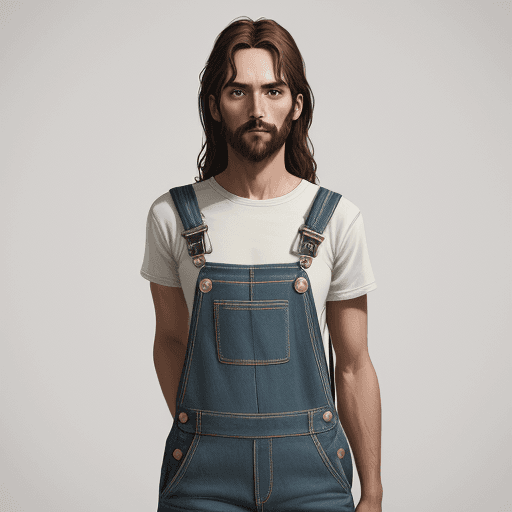 AI generated: Jesus Christ overalls poses --ar 71:89 --stylize 750 --v 6