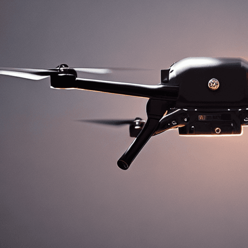 AI generated: A classic aerial drone barreling ammunition, against a background of light sky