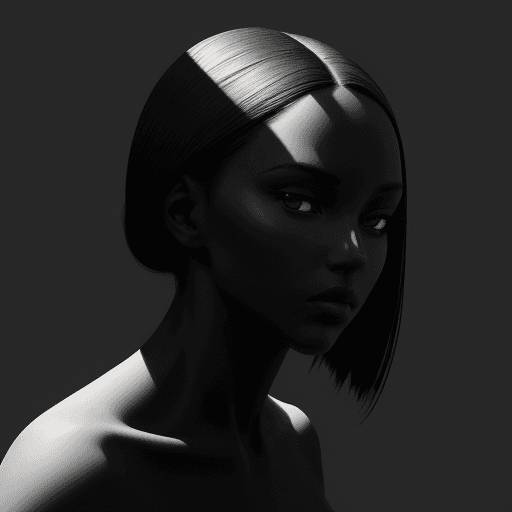 AI generated: a black and white photo of a woman with shadow., in the style of minimalist beauty, light bronze and...