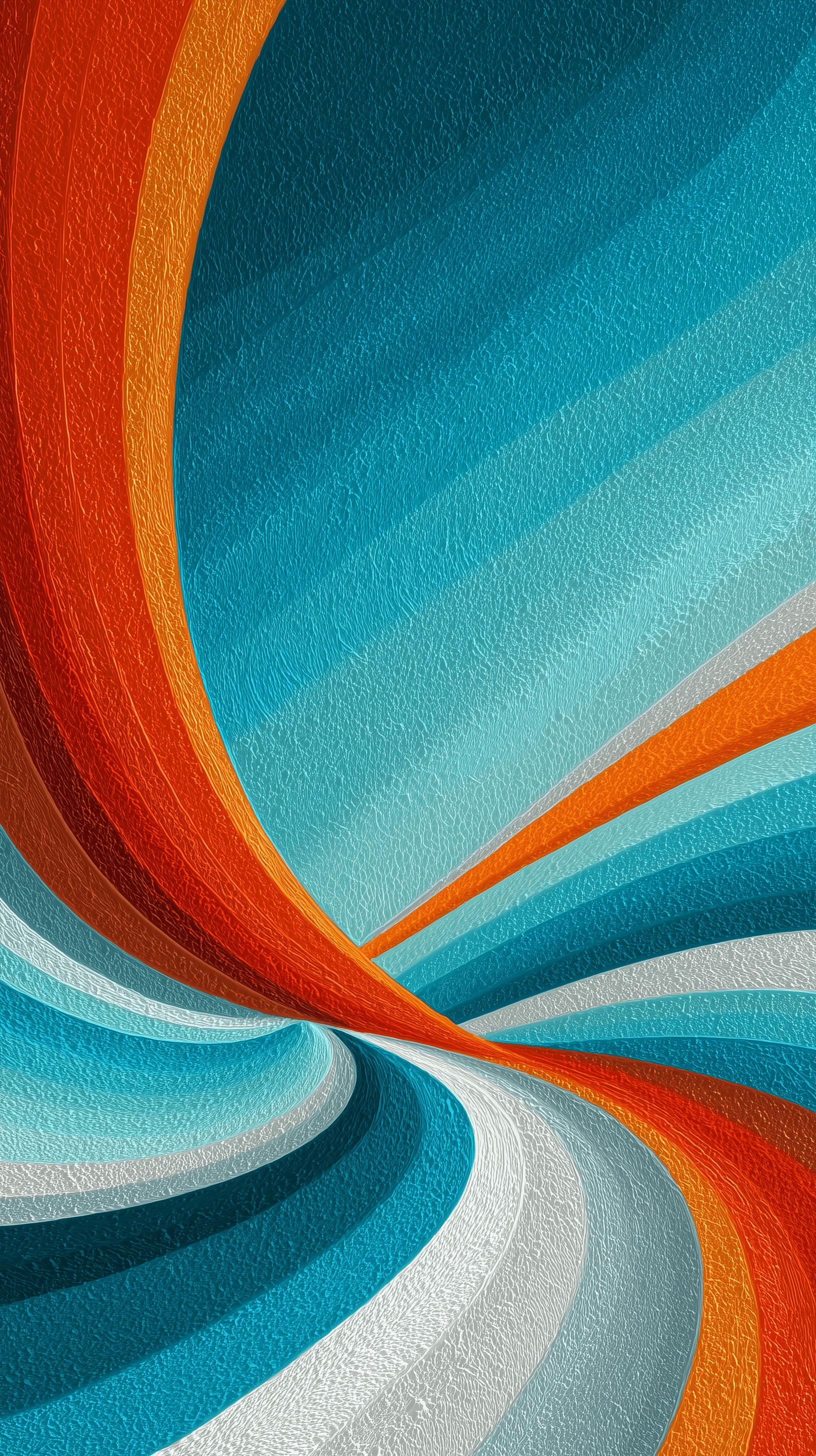 AI generated: artwork, dynamic color-field abstraction, sweeping ribbon loops weaving across generous white negati...