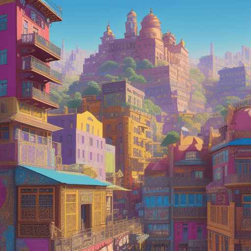 AI generated: a colorful building, in the style of intricate cityscapes, cartoon mis-en-scene, photo-realistic lan...