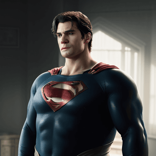AI generated: Henry Cavill, as a fat superman, old and tired, 
photorealistic style, with ray lights bounce, in hi...