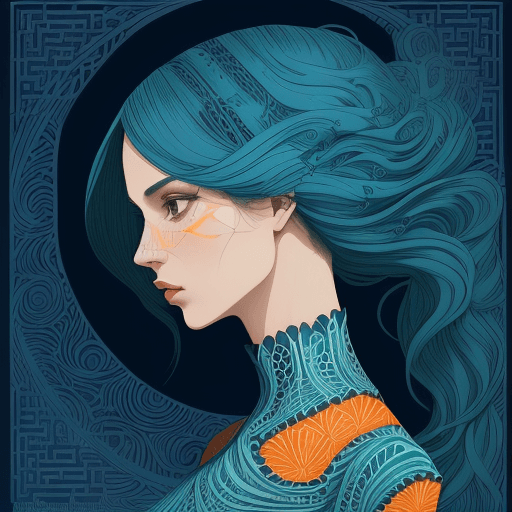 AI generated: Create an image of an ehnic woman's profile with a highly stylized and artistic interpretation. Her ...