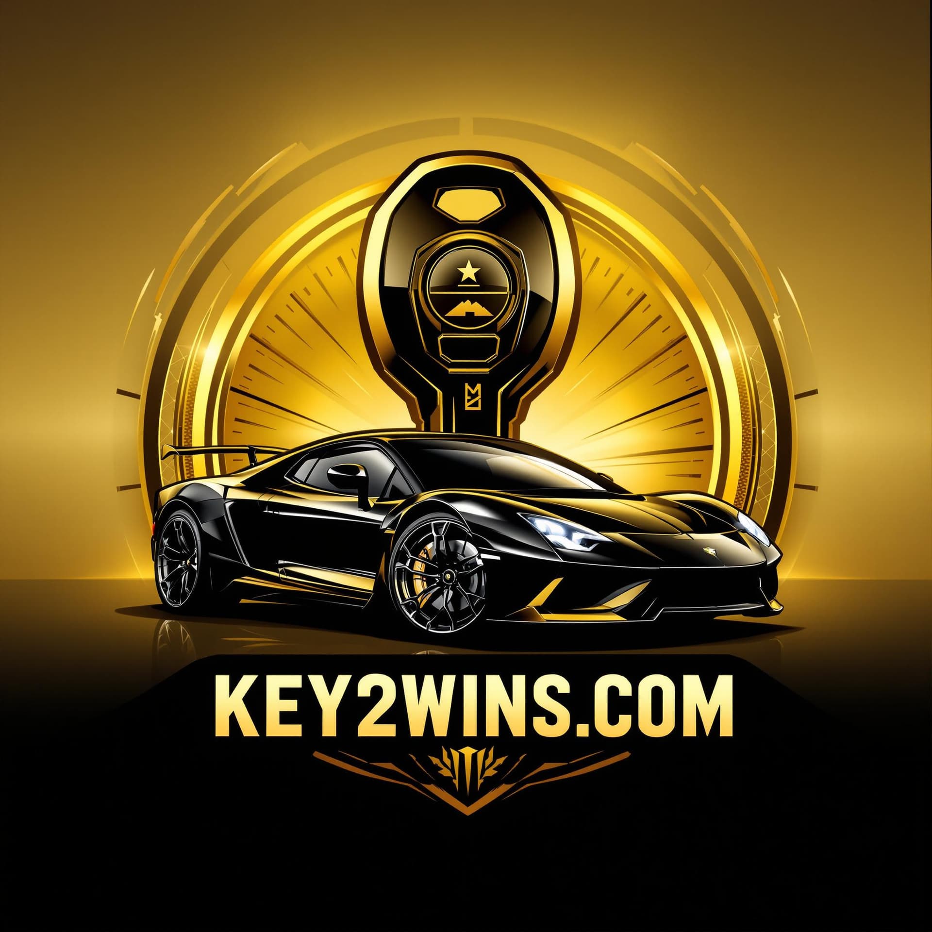 AI generated: Create a bright and dynamic logo for an automotive project called 'KEY2WINS.COM' The logo should inc...