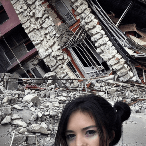 AI generated: (masterpiece:1.1, best quality:1.3), earthquake, collapsed buildings, crying people, chaos, search a...