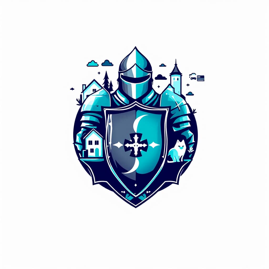 AI generated: "Minimalist and modern logo for the company 'SAÚDE AUTO VIDA SEGURA FINANCEIRA'. A stylized medieval...