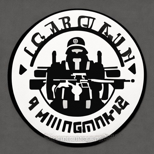 AI generated: 8cm circular airsoft logo with PRO MILSIM CR text containing ak47 guns and russian soldiers
