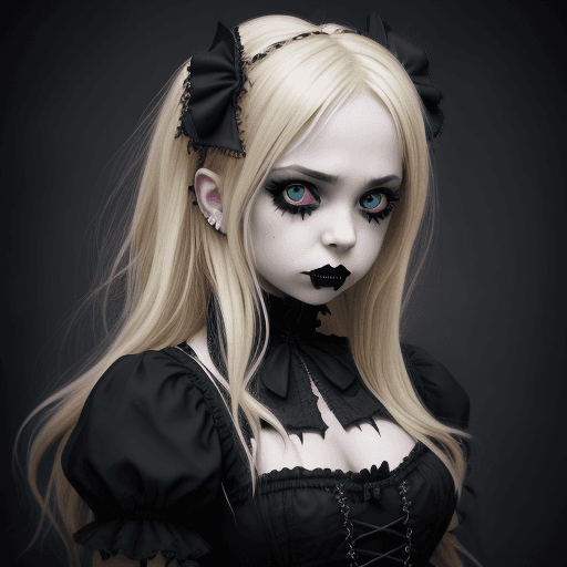AI generated: Gothic girl, blonde hair, cute, in the style of Gothic fashion, expressive facial expressions, shot ...