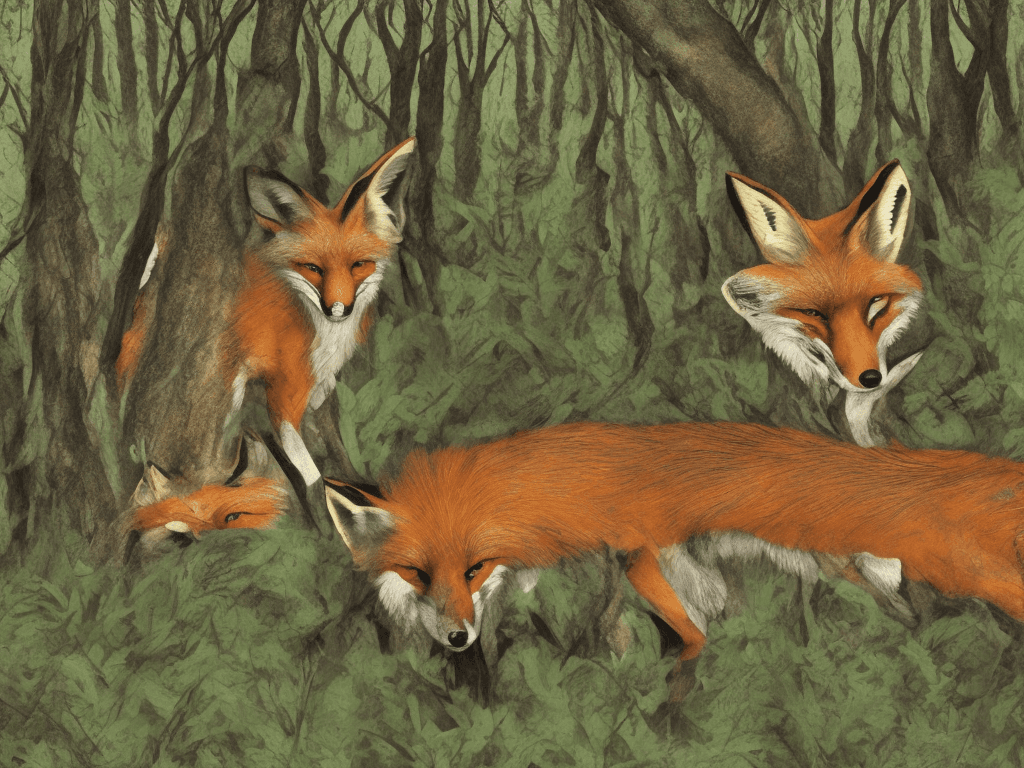 AI generated: An old man camouflaged like a fox in the forest.