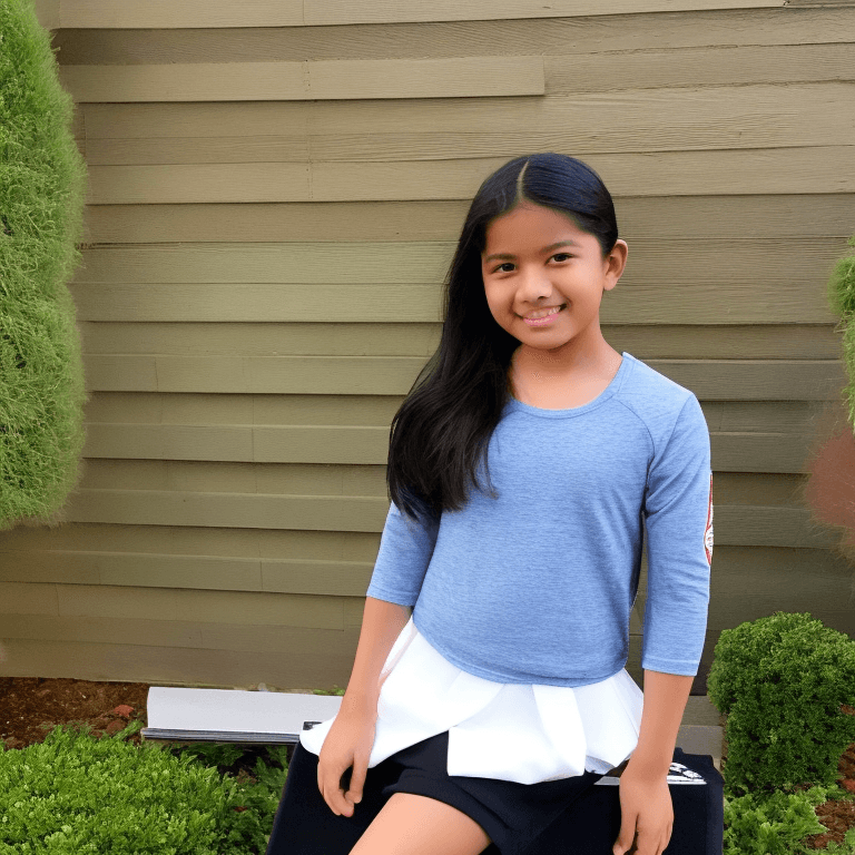 AI generated: 13-year-old girl, 5'1' tall, 105 pounds, blended Filipino facial features, red Converse Chuck Taylor...
