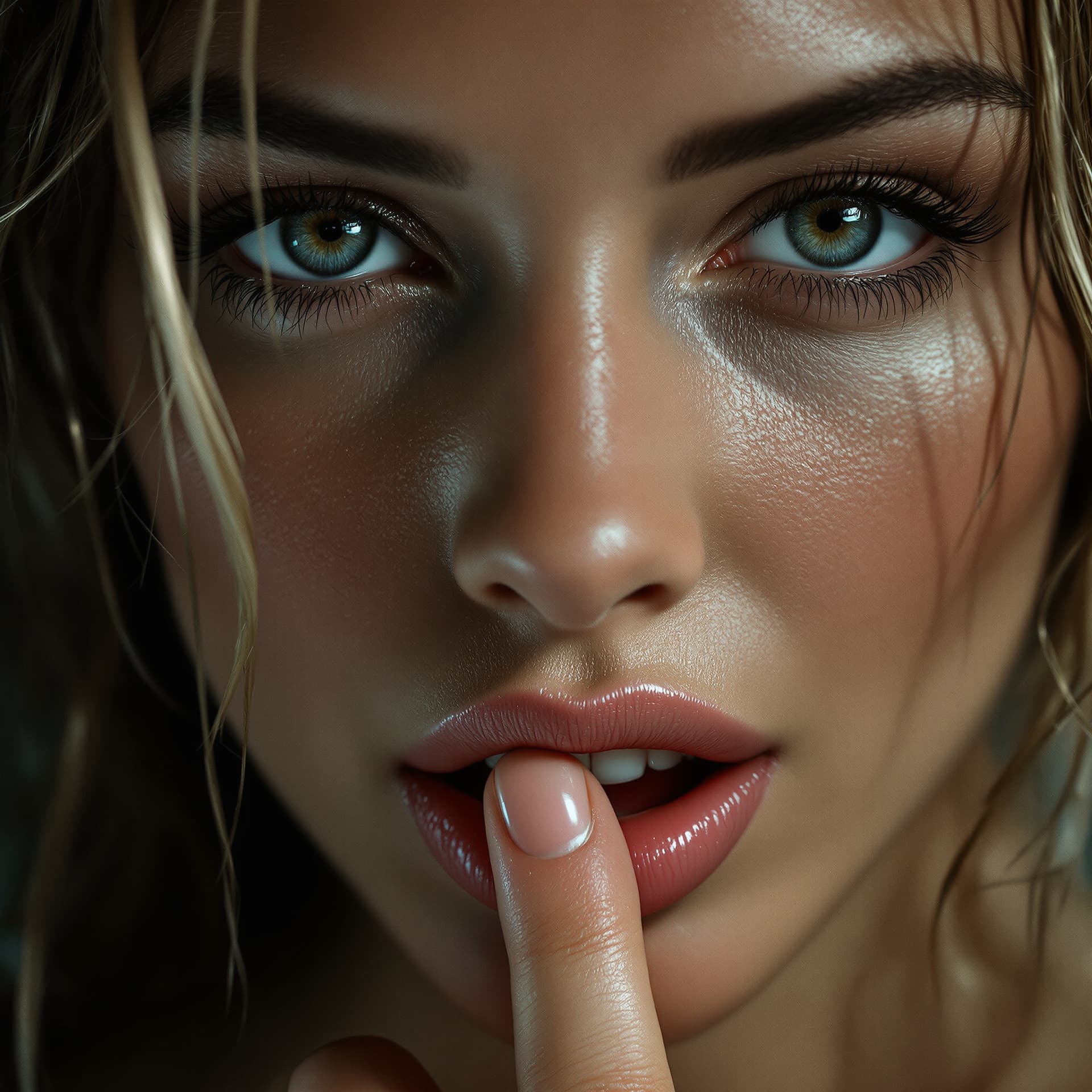 AI generated: Hyper-realistic erotic fine art photography in the style of Nicolas Winding Refn and Caravaggio, ext...
