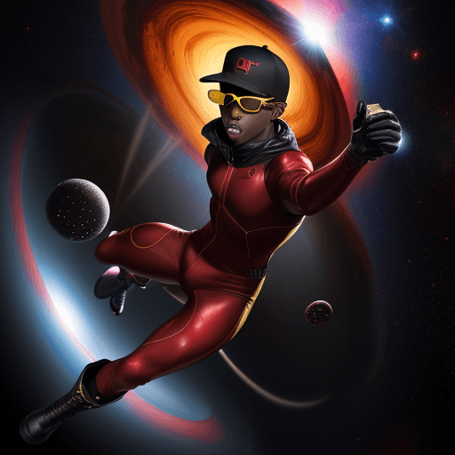 AI generated: WE ARE SEEING A black MALES IN A RED SPANDEX SUITS,WITH YELLOW GLOVES AND BOOTS , SUNGLASSES AND BAS...