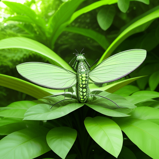 AI generated: planta carnívora grande en un jardín atrapando una avispa