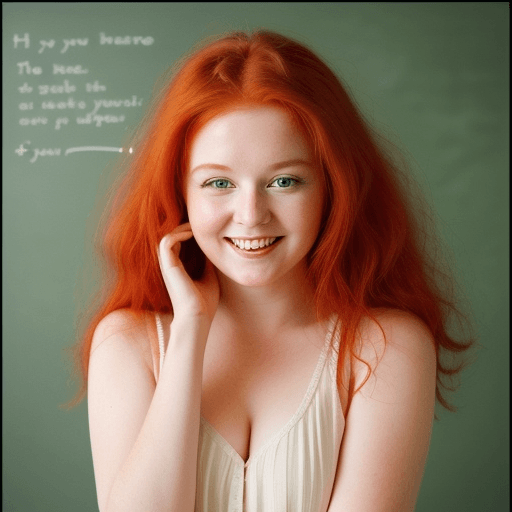 AI generated: It's nice to receive a compliment from your teacher
 red hair and virginal cheeks. Compliments arous...