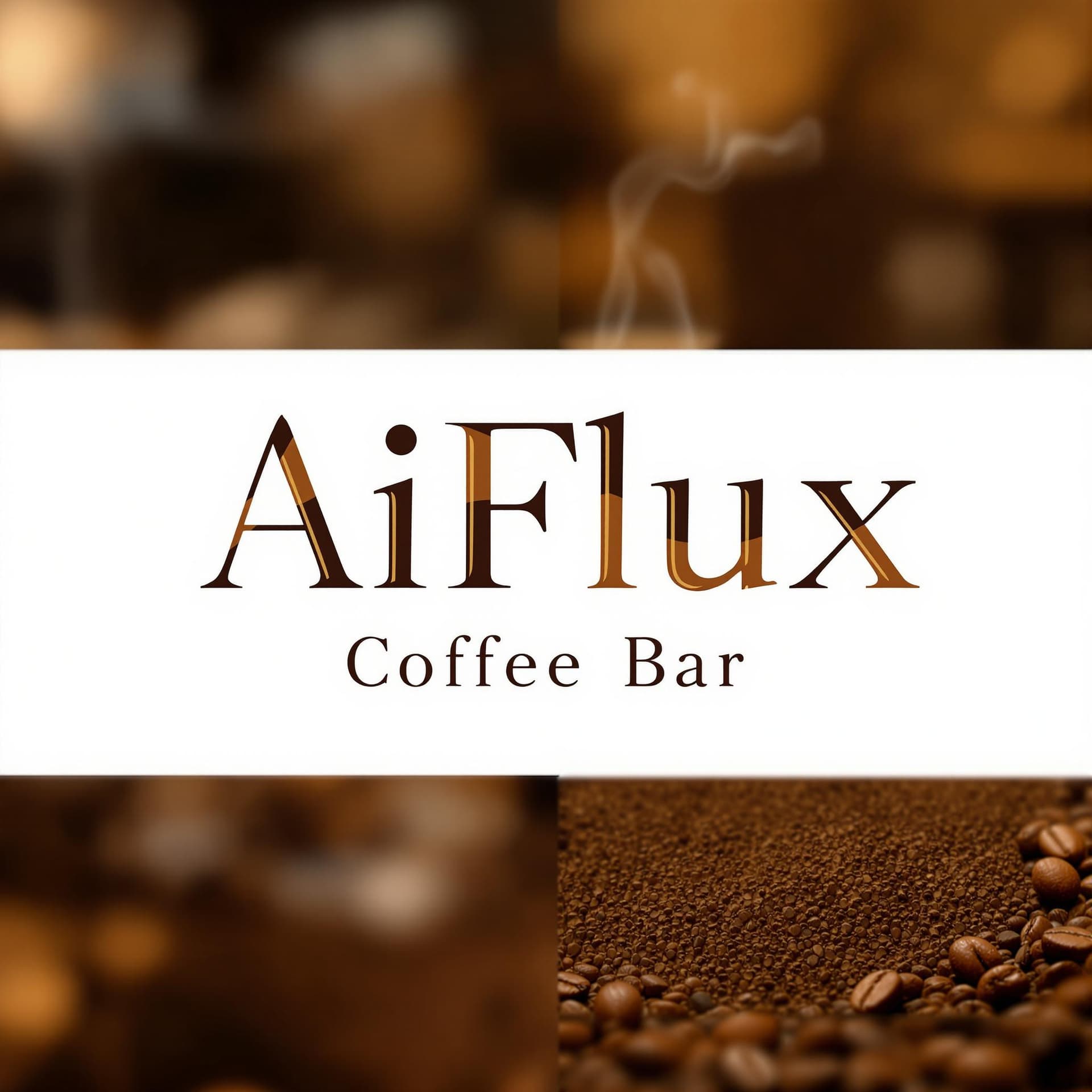 AI generated: A high-quality image showcasing a stylish logo with the text 'AiFlux Coffee Bar' in an elegant and m...