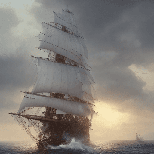 AI generated: Photo of a ultra realistic sailing ship, dramatic light, pale sunrise, cinematic lighting, battered,...