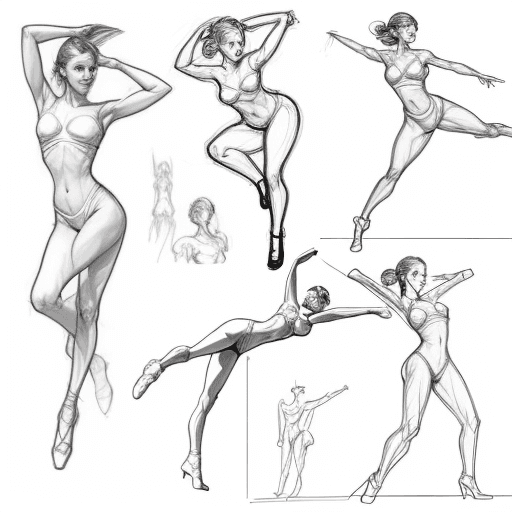 AI generated: reference art sketch of a woman dancing, art reference sketch, pose reference, sketch,outline sketch...